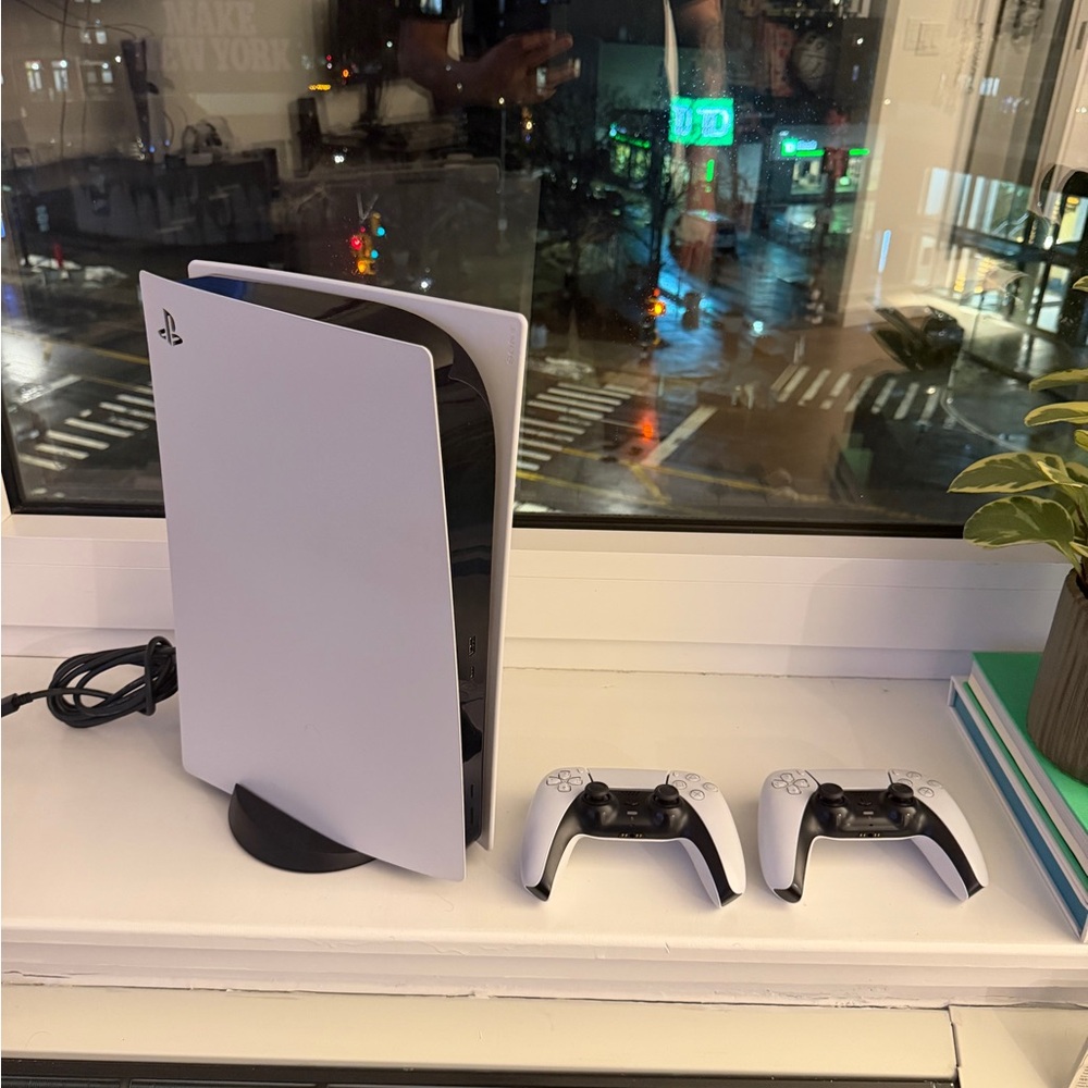Sony PlayStation 5 with 2 White DualSense Controllers